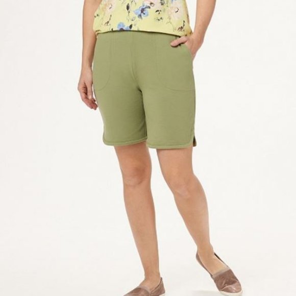 Denim&Co Pants - Denim & Co French Terry Pull-On Shorts 8" Inseam